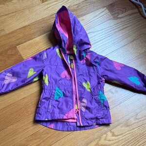 OshKosh B'gosh Purple Hooded Raincoat with Multicolor Heart Prints